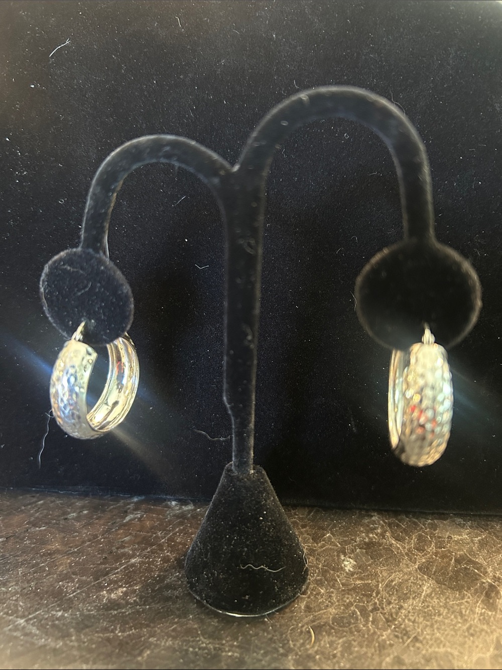 Silver Textured Hoop Earrings - Women Jewelry